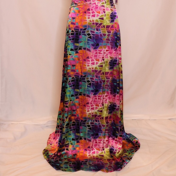 New Adrianna Papell Multi Color Halter Dress Gown - Picture 5 of 6